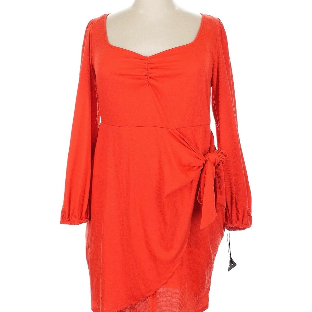 Ava & Viv Vibrant Orange Long Sleeve Dress